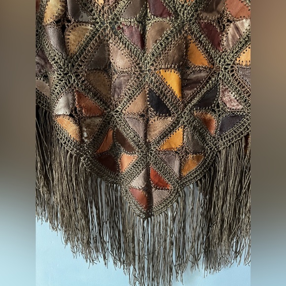 Genuine Leather Vintage Patchwork Shawl - Picture 15 of 16